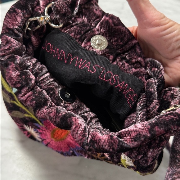 Johnny Was NWT Ulla Velvet Maroon Leopard Flo Embroidered Crossbody Pouch Bag - Picture 6 of 14